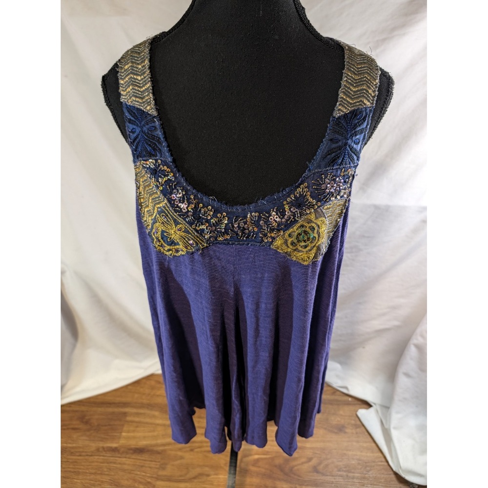 Vtge Y2K Free People Purple Sequin Tunic Top Boho Size M